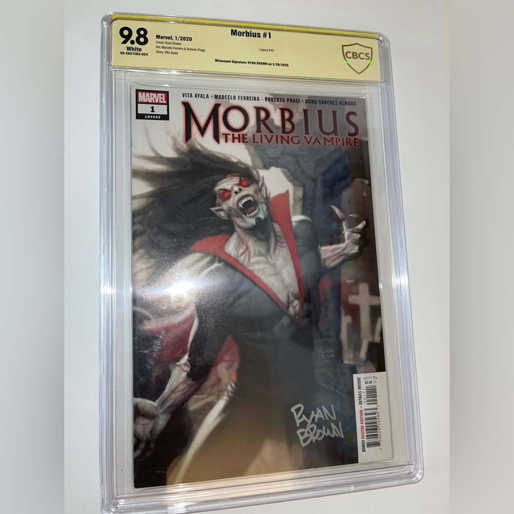 MORBIUS #1 2020 CBCS 9.8 Signed by Cover Artist RYAN BROWN not CGC